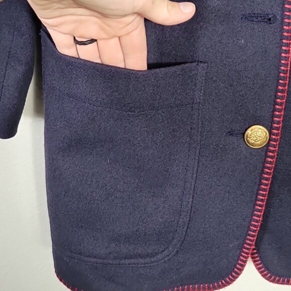 Vintage Limited Women 100% Wool Blazer Size S/M Navy Gold Button Classic Preppy - Picture 4 of 16